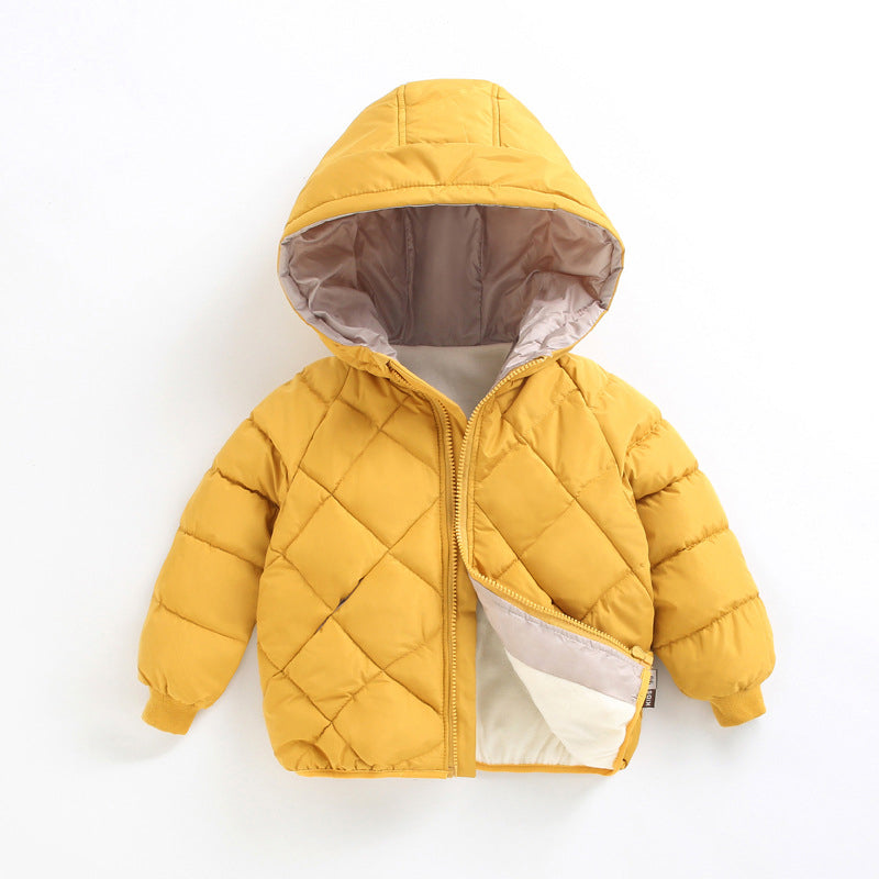 Kids Hoodie Winter Coats Plain Design Zipper Outerwear Hoodie Windproof Coat for Boys Girls 2-7Y