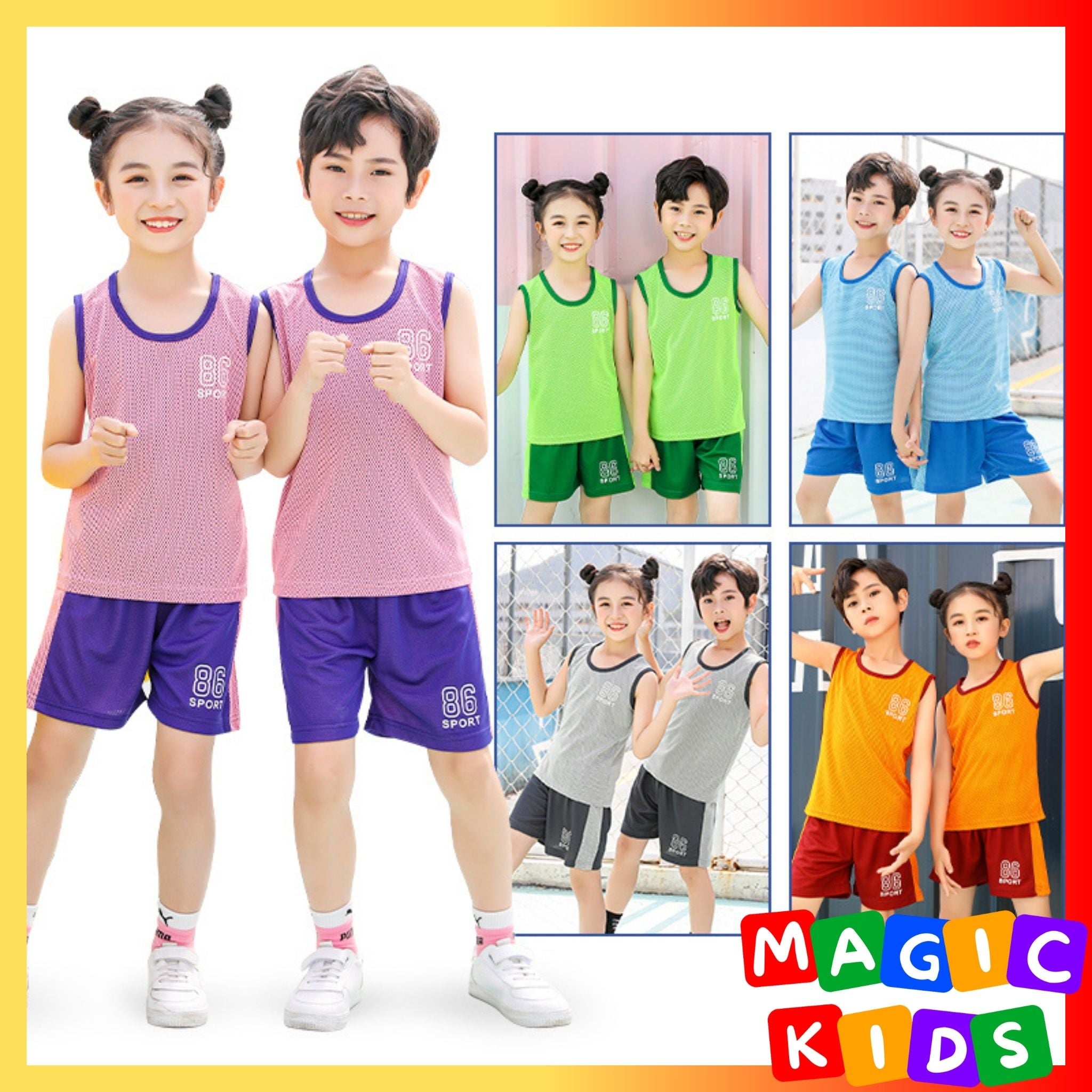 Kids Quick-Drying Sports Suit Outdoor Simple Summer Short-Sleeved for Boys Girls 3-10Y
