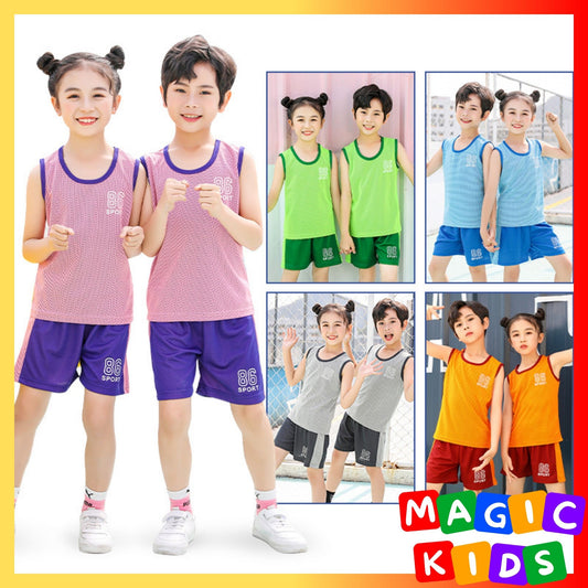 Kids Quick-Drying Sports Suit Outdoor Simple Summer Short-Sleeved for Boys Girls 3-10Y