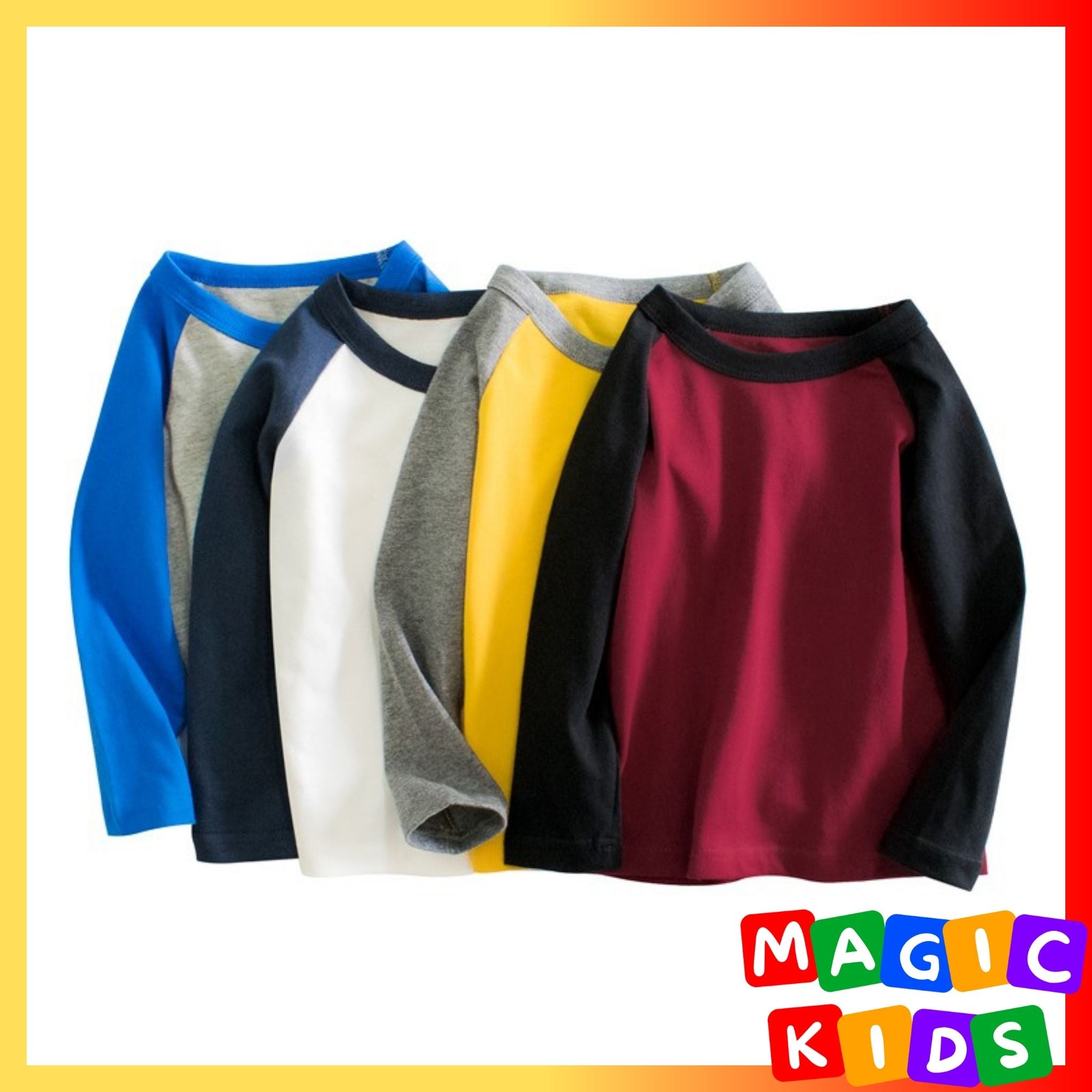 Kids Match Color Pattern Printed Cool Shirt Long Sleeve Shirts Tops Tee T-Shirt for Boys 1-9Y