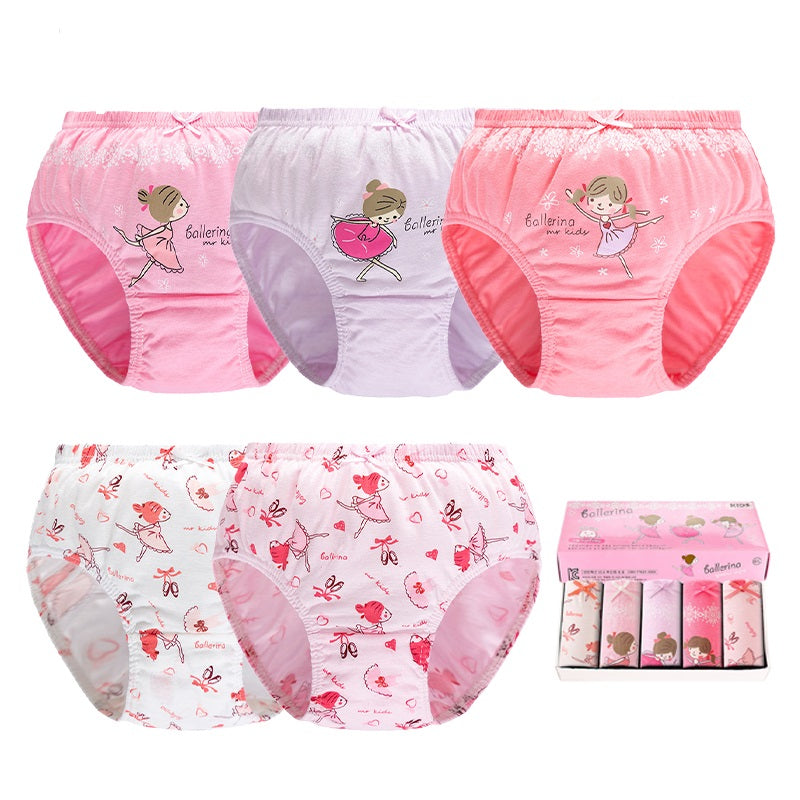 5 in 1 Pack Underwear Princess Panties Cotton Soft Cute Design for Girls 2-13 Y Kids