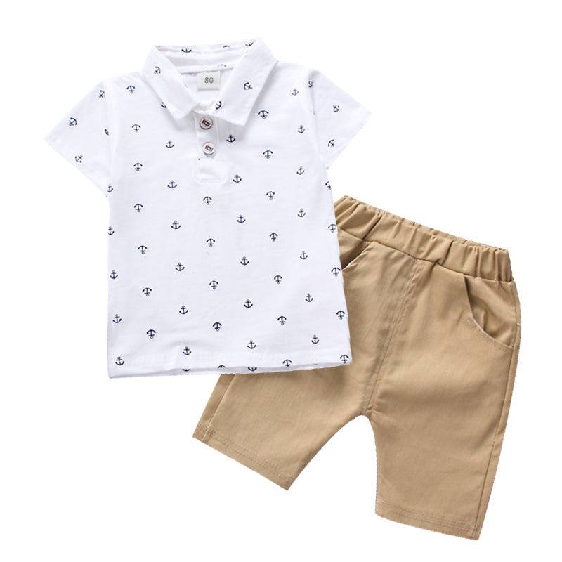 Polo T-shirt + Shorts Anchor Design Casual Suits for Boy 1-6 Y