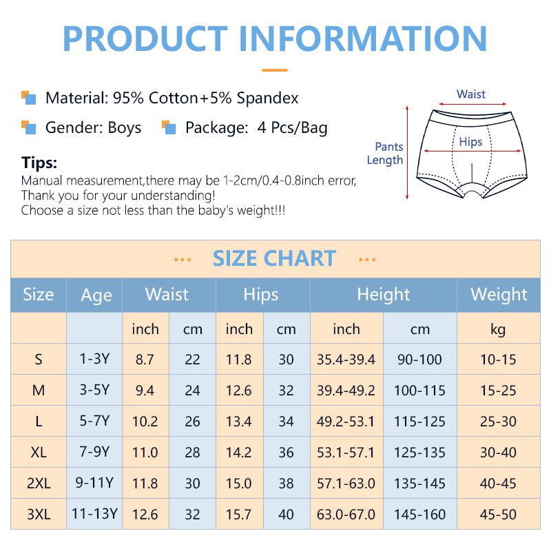 Kids 4 Pcs Boxer Underwear Soft Shorts Cartoon Dinosaur Animal Print for Boy 1-13Y