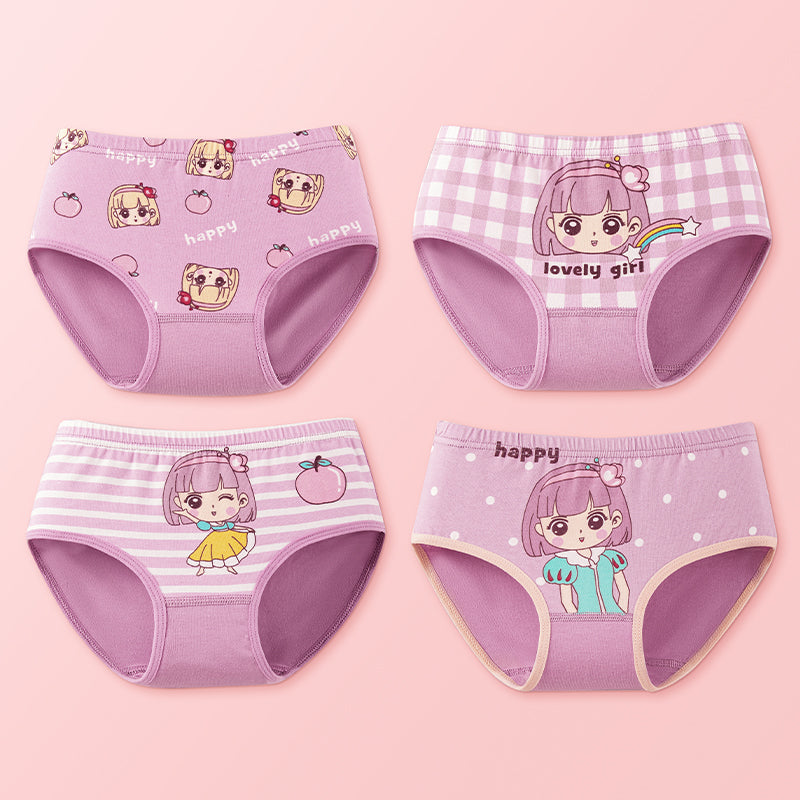 4-in-1 Cotton Panty Pack Cute Design for Girls 2-14 Y