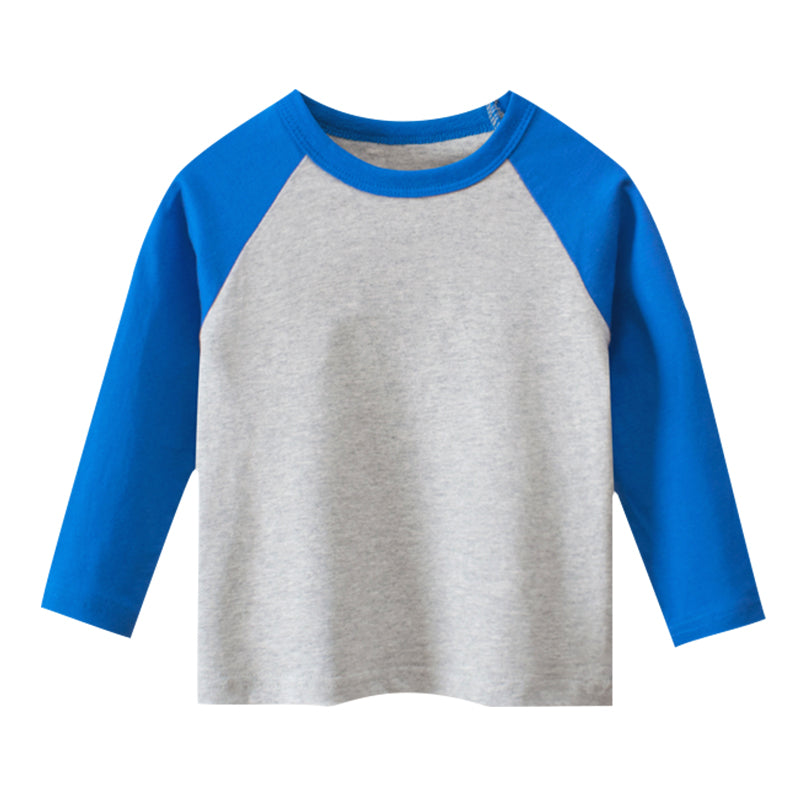 Kids Match Color Pattern Printed Cool Shirt Long Sleeve Shirts Tops Tee T-Shirt for Boys 1-9Y