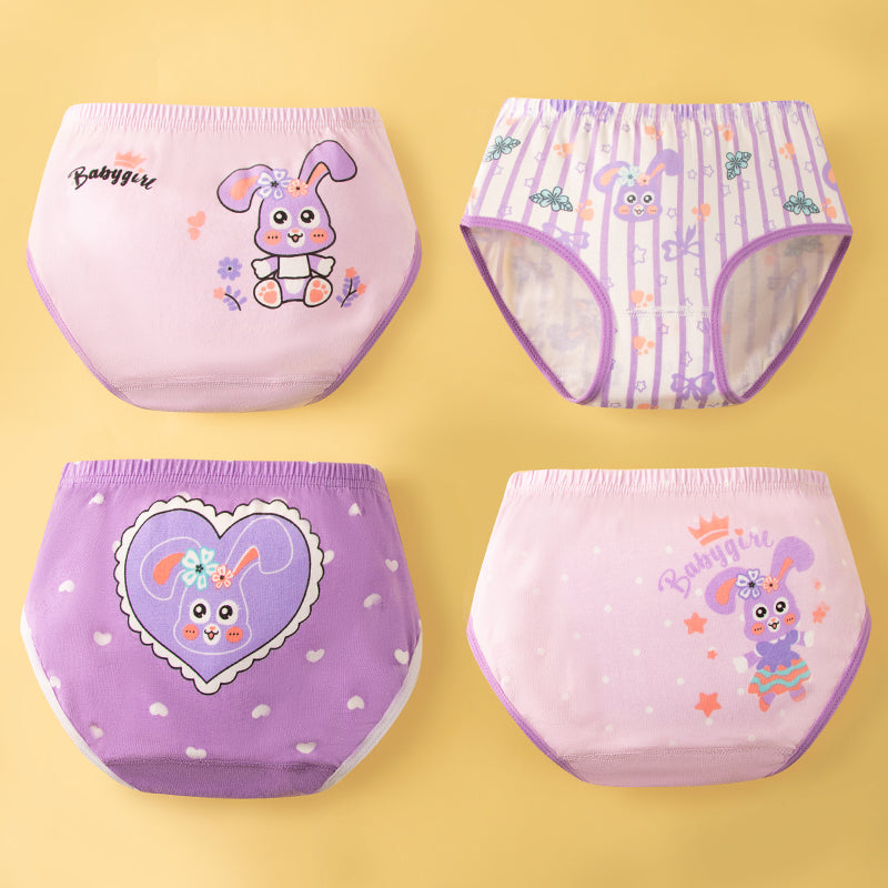 4-in-1 Cotton Panty Pack Cute Design for Girls 2-14 Y