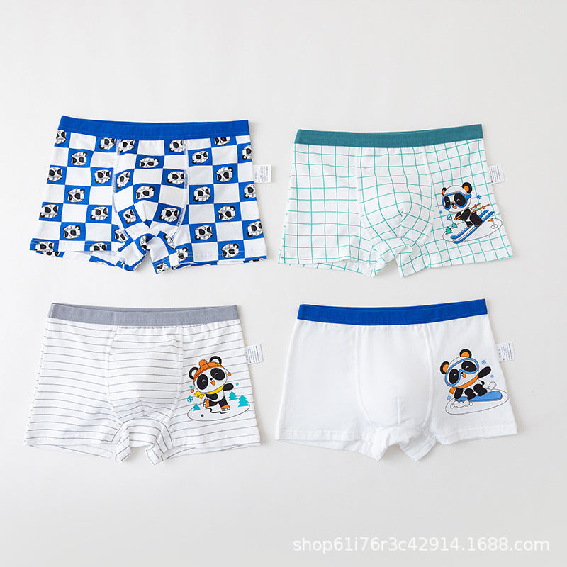 Kids 4 Pcs Boxer Underwear Soft Shorts Cartoon Dinosaur Animal Print for Boy 1-13Y