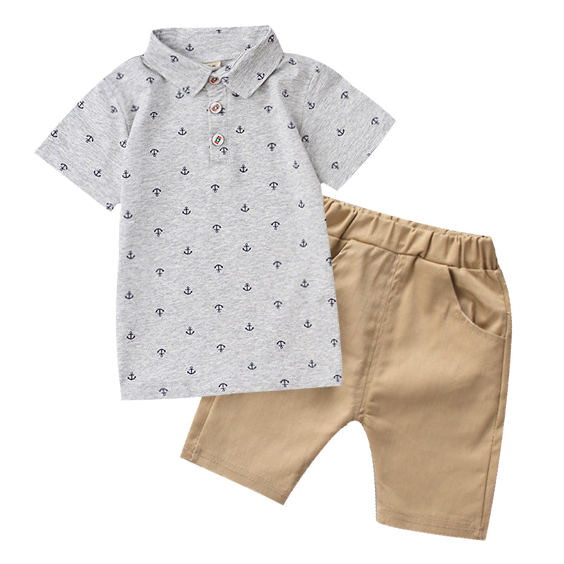 Polo T-shirt + Shorts Anchor Design Casual Suits for Boy 1-6 Y