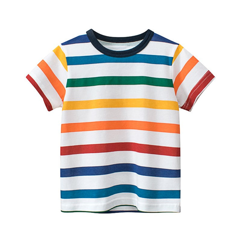 Kids Summer T-Shirts Cute Cartoon Cotton Tops Beach T-Shirts Surf Print Clothing for Boys 2-8Y