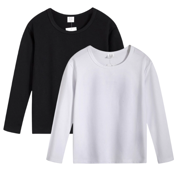 Black & White Long Sleeve for Boys Girls 3-10 Y