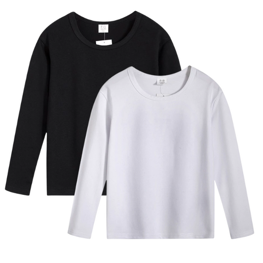 Black & White Long Sleeve for Boys Girls 3-10 Y