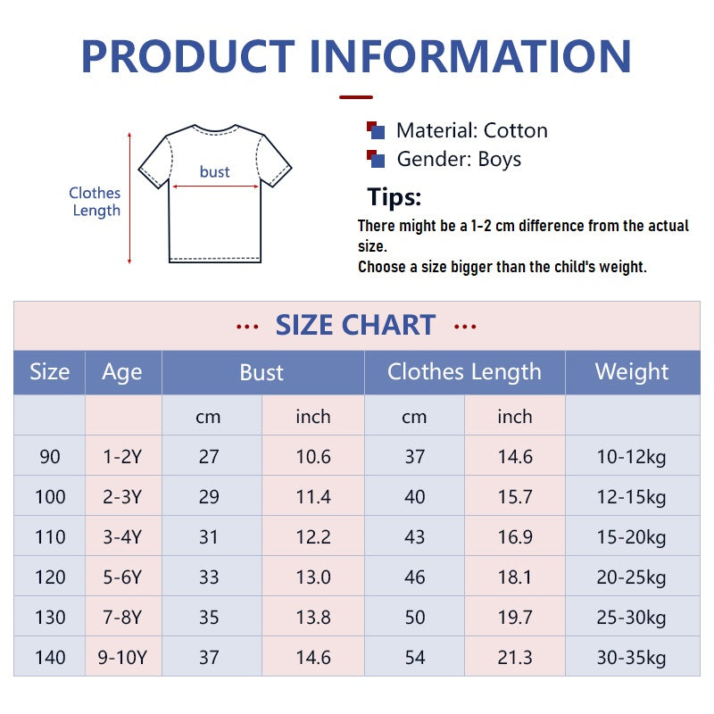 Kids T shirts Cartoon Print T-Shirts Cotton Streets Style Clothing T shirt for Boys 1-10Y