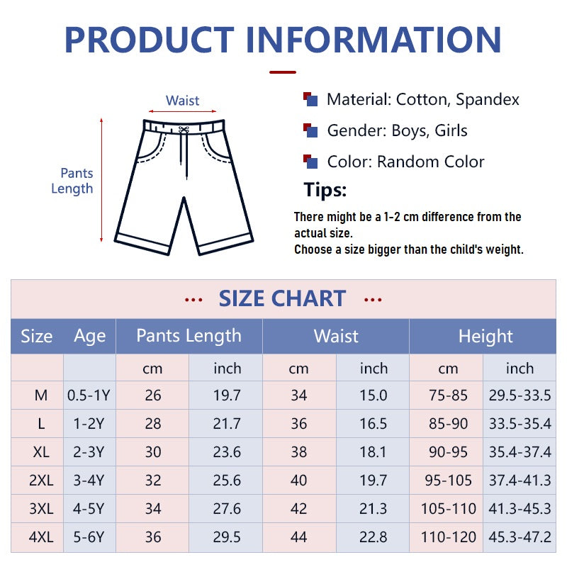 Kids Random Pants Fashion Summer Beach Shorts Simple Breathable Cotton Solid for Boys Girls 0.5-6Y