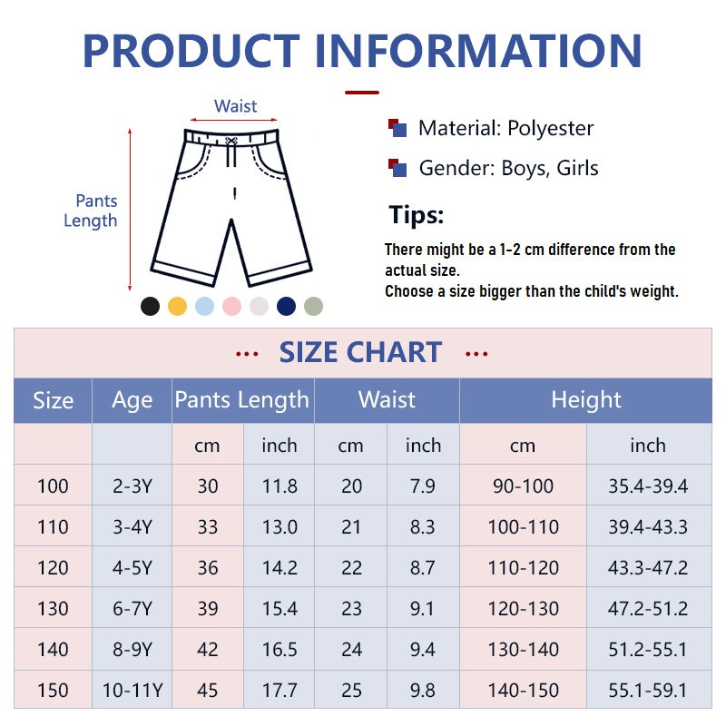 Kids Summer Shorts with Side Stripes Casual Sport Wear Tracksuit Short Pants for Boys Girls 2-11Y