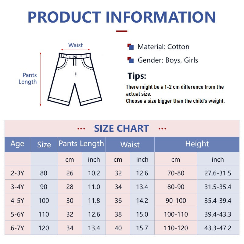 Kids Cotton Cute Pattern Elastic Pants Children Sleep Shorts Summer Breathable Shorts for Boys Girls 2-7Y