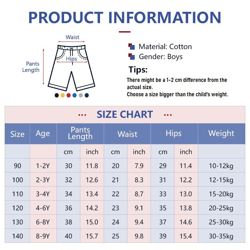 Kids Pants Summer Breathable Cotton Beach Sports Pants Plain Pants Baby Clothing for Boys 1-9Y