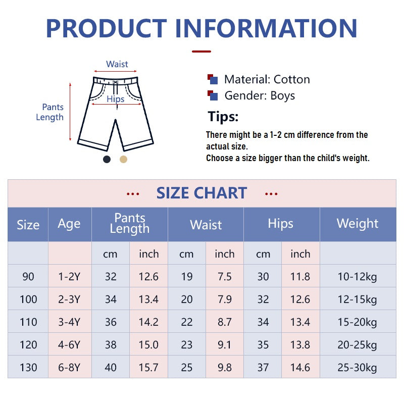 Kids Summer Active Shorts Cotton Elastic Waist Pants  Beach Pants Casual Pants for Boys 1-8Y