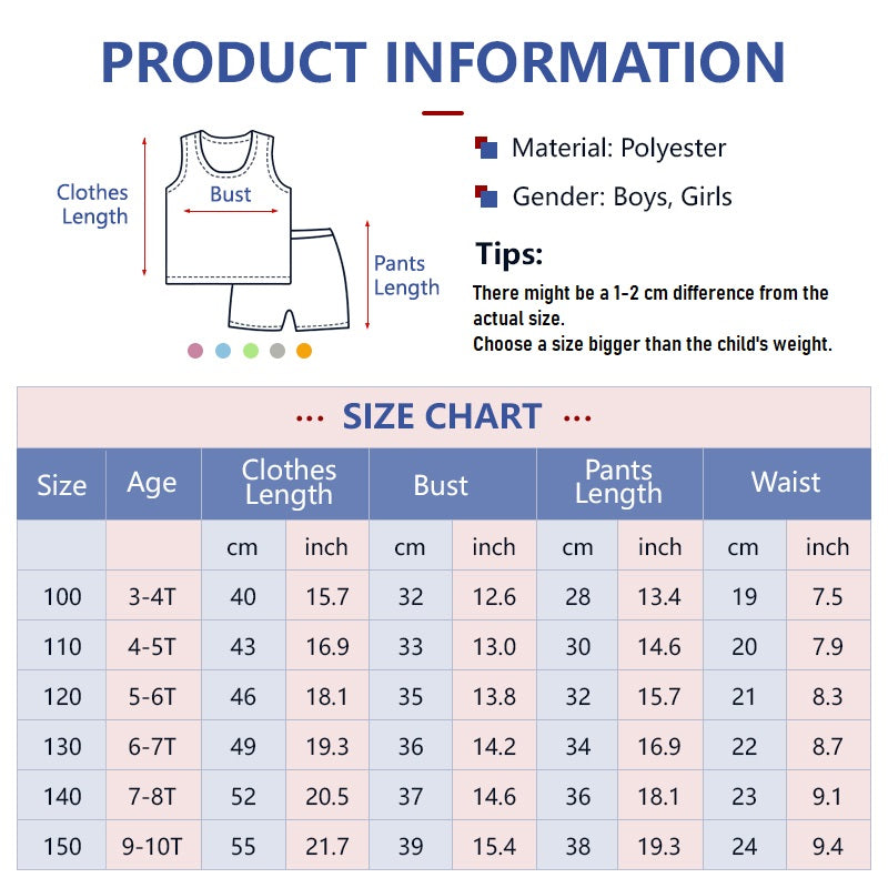 Kids Quick-Drying Sports Suit Outdoor Simple Summer Short-Sleeved for Boys Girls 3-10Y