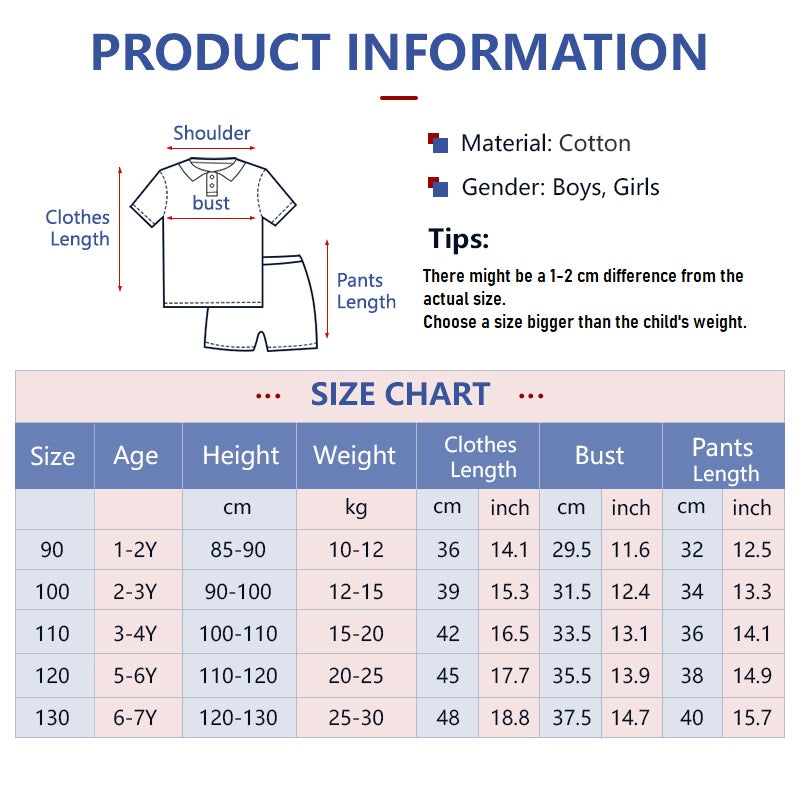 Kids Clothes Sets Cotton Sleeve Polo T-shirt + Shorts Children Casual Outfits Clothing for Boys 1-7Y
