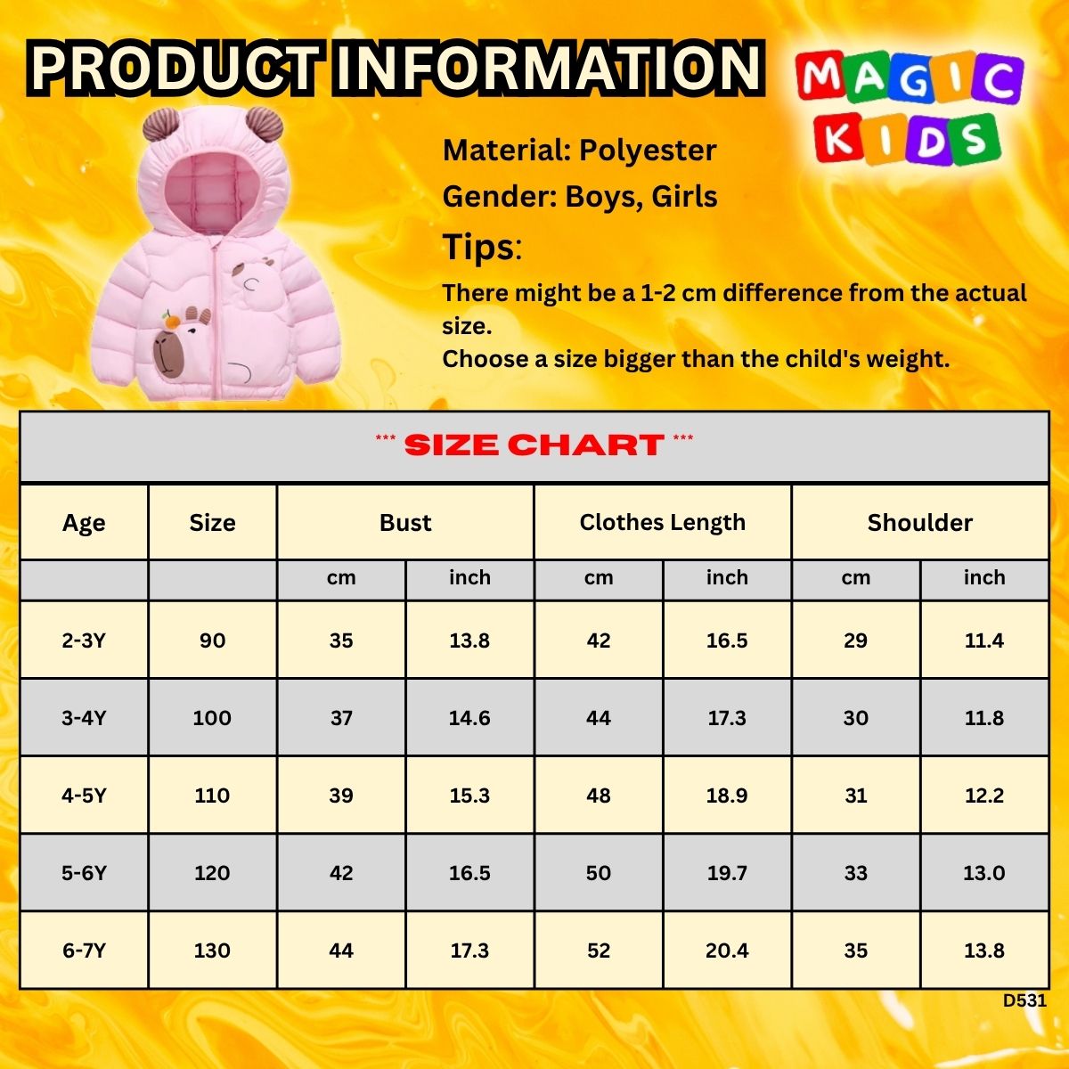 Kids Cow Puffer Jacket