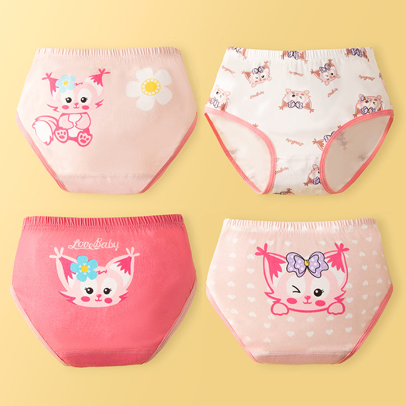 4-in-1 Cotton Panty Pack Cute Design for Girls 2-14 Y