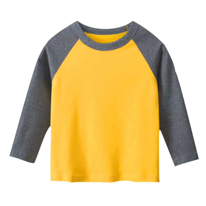 Kids Match Color Pattern Printed Cool Shirt Long Sleeve Shirts Tops Tee T-Shirt for Boys 1-9Y