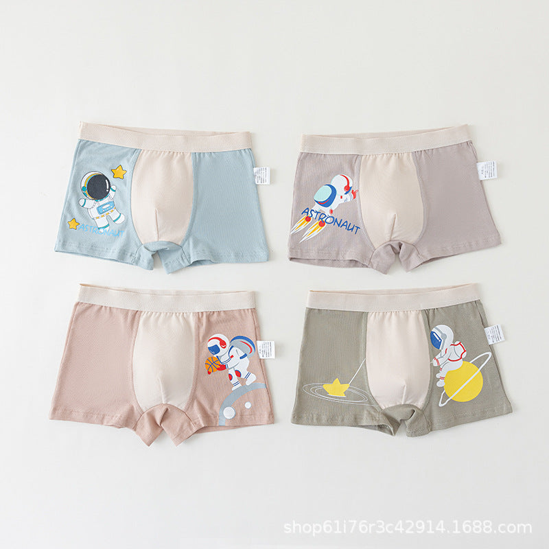 Kids 4 Pcs Boxer Underwear Soft Shorts Cartoon Dinosaur Animal Print for Boy 1-13Y