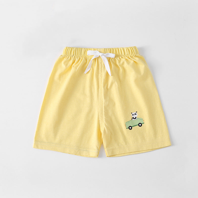 Kids Cotton Cute Pattern Elastic Pants Children Sleep Shorts Summer Breathable Shorts for Boys Girls 2-7Y