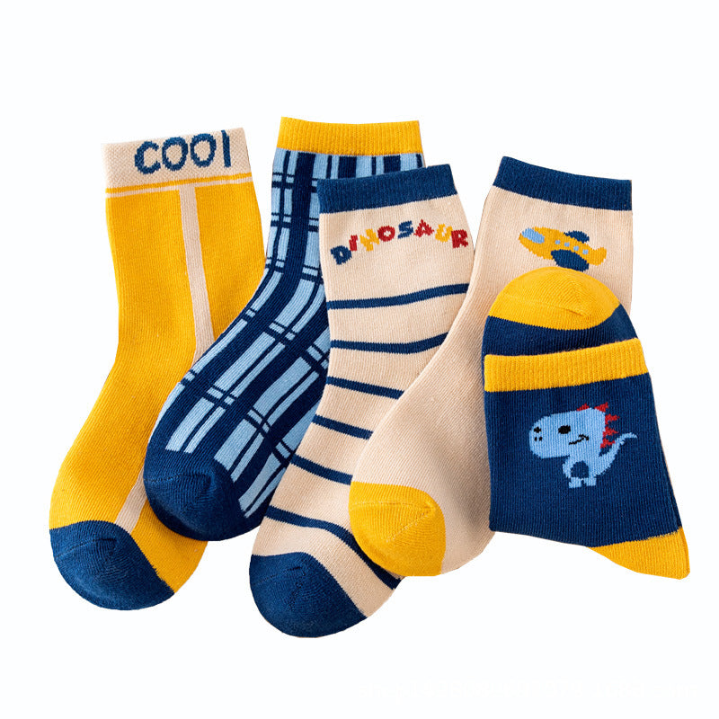 5 in 1 Cute Animal Print Socks Baby Socks for Girls and Boys 1-13 Y