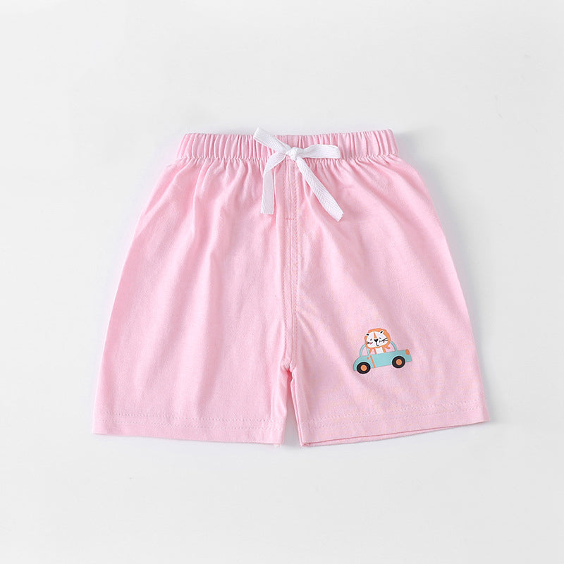 Kids Cotton Cute Pattern Elastic Pants Children Sleep Shorts Summer Breathable Shorts for Boys Girls 2-7Y