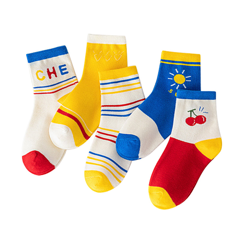 5 in 1 Cute Animal Print Socks Baby Socks for Girls and Boys 1-13 Y