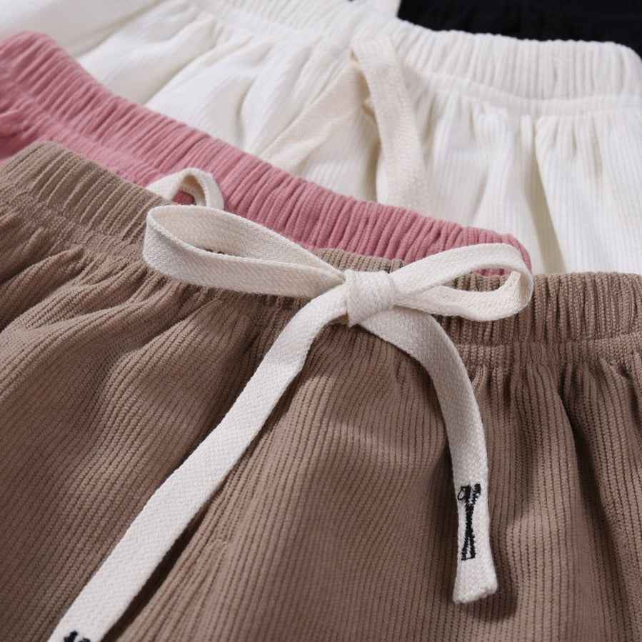 Corduroy Little Bear Design Pants