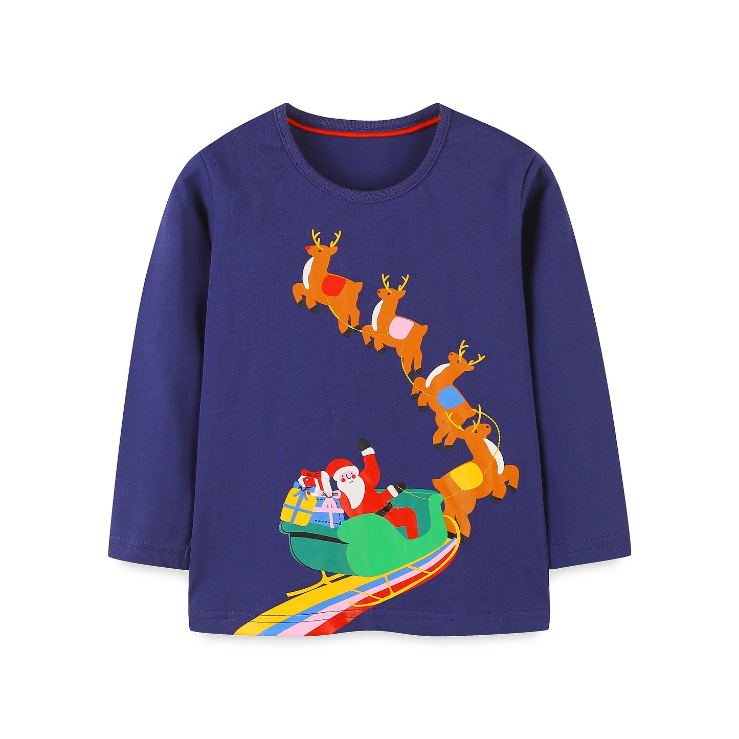 Kids Christmas T-shirt Long Sleeve Cotton for Kids 2-7 Y