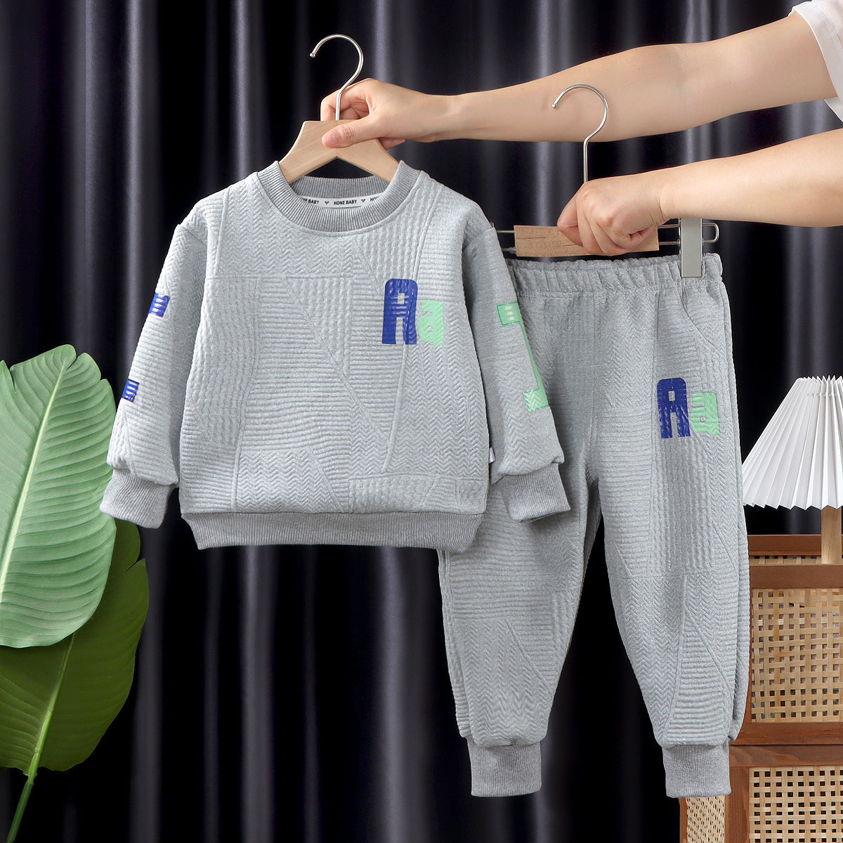 Kids Sweater & Jogger Pants Clothing Set Crewneck School Sports Fashion Two Piece Set for Boy 2-10Y
