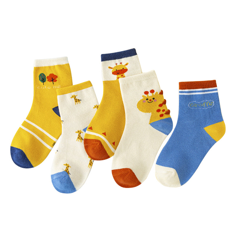 5 in 1 Cute Animal Print Socks Baby Socks for Girls and Boys 1-13 Y