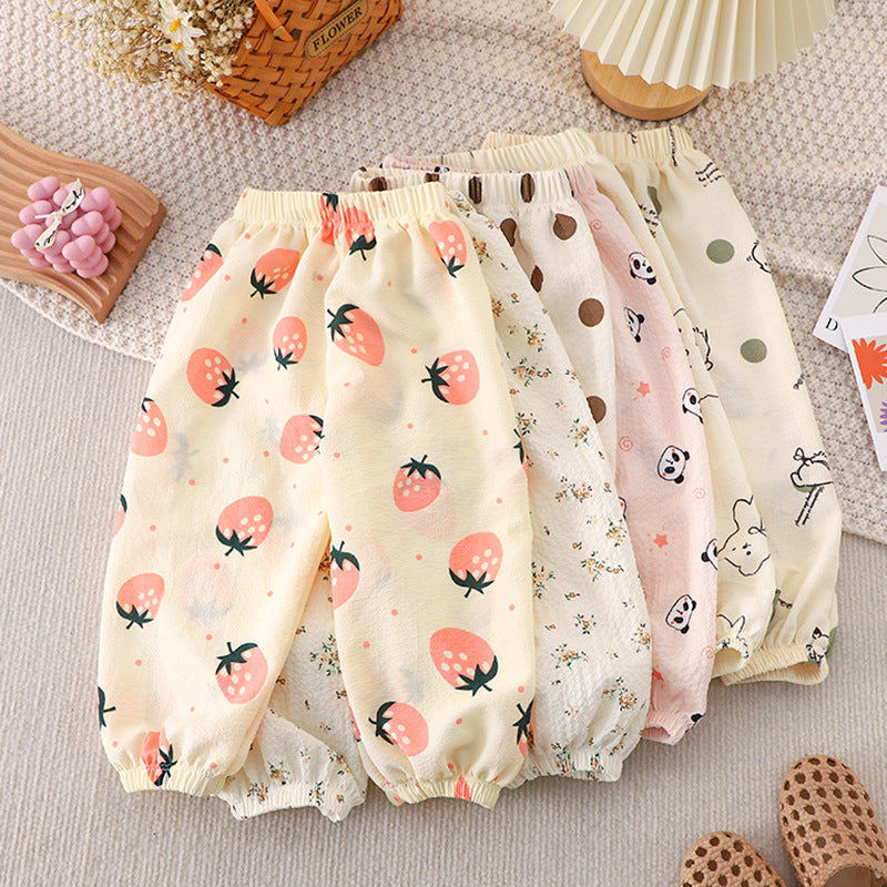 Kids Loose Pants Pajama Breathable Pajama Anti Mosquito Pajama for Girl 1-9Y