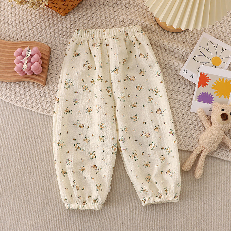Kids Loose Pants Pajama Breathable Pajama Anti Mosquito Pajama for Girl 1-9Y