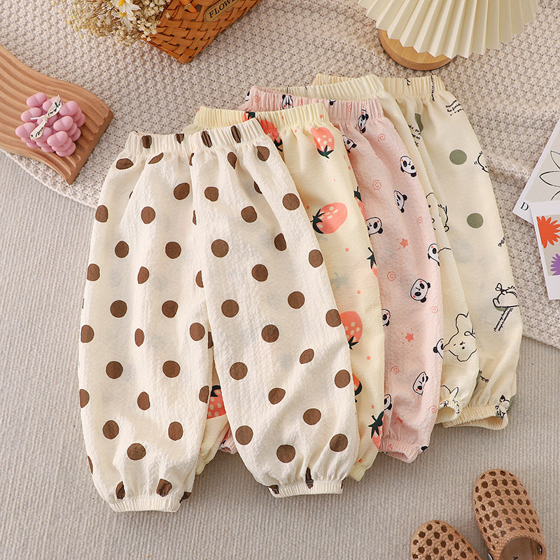 Kids Loose Pants Pajama Breathable Pajama Anti Mosquito Pajama for Girl 1-9Y