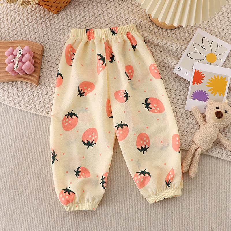 Kids Loose Pants Pajama Breathable Pajama Anti Mosquito Pajama for Girl 1-9Y