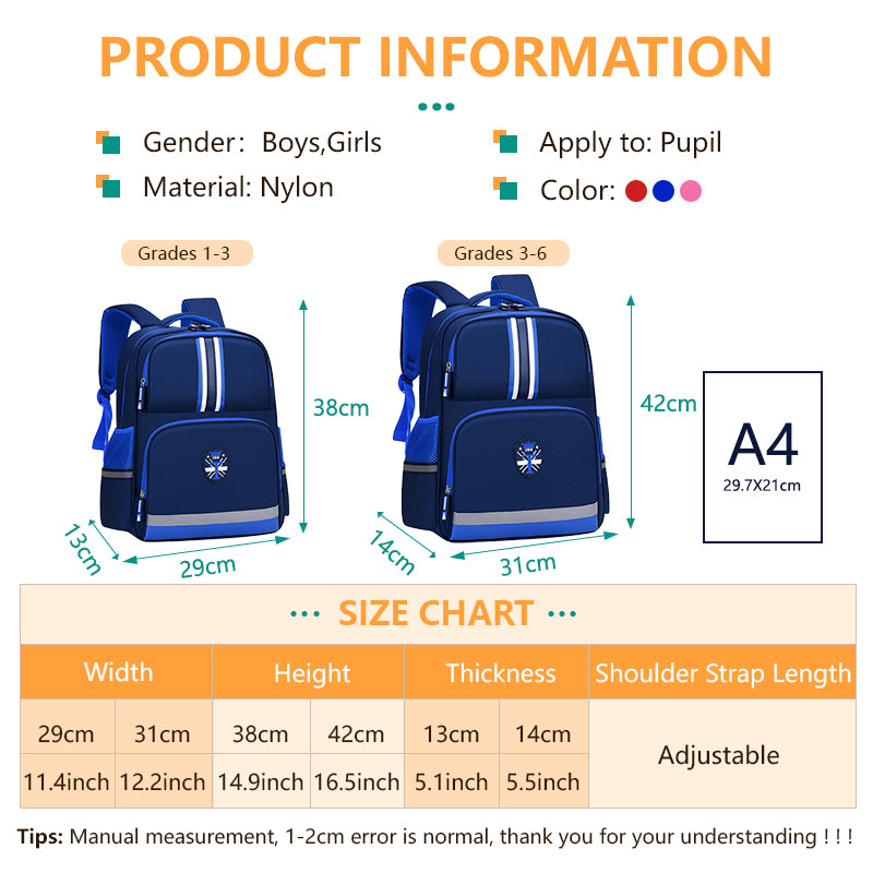 Kids Backpack Stripe Design Minimal Print School Bag for Student