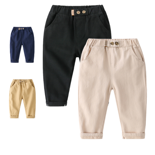 Kids High Quality Trousers Cool Cotton Solid Color Formal Pants for Boy 2-8 Y