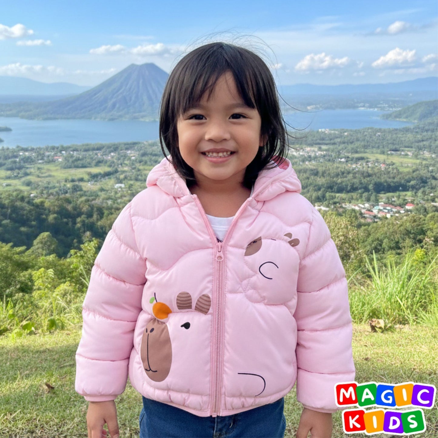 Kids Cow Puffer Jacket