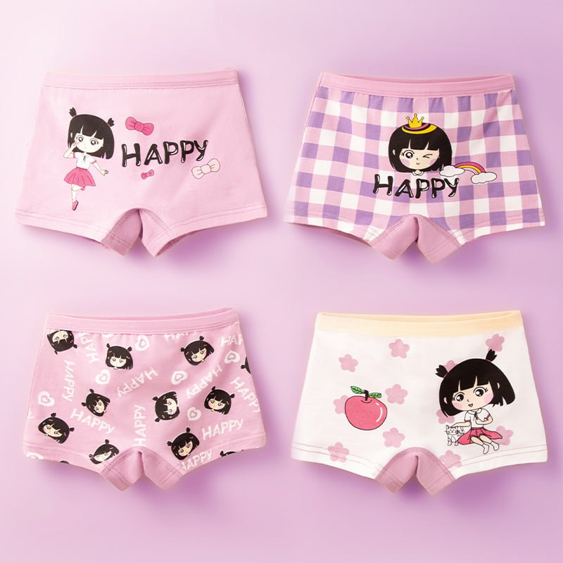 4 in 1 Pack Boxer Shorts Affordable and Comfortable Cotton for Girls 1-14 Y