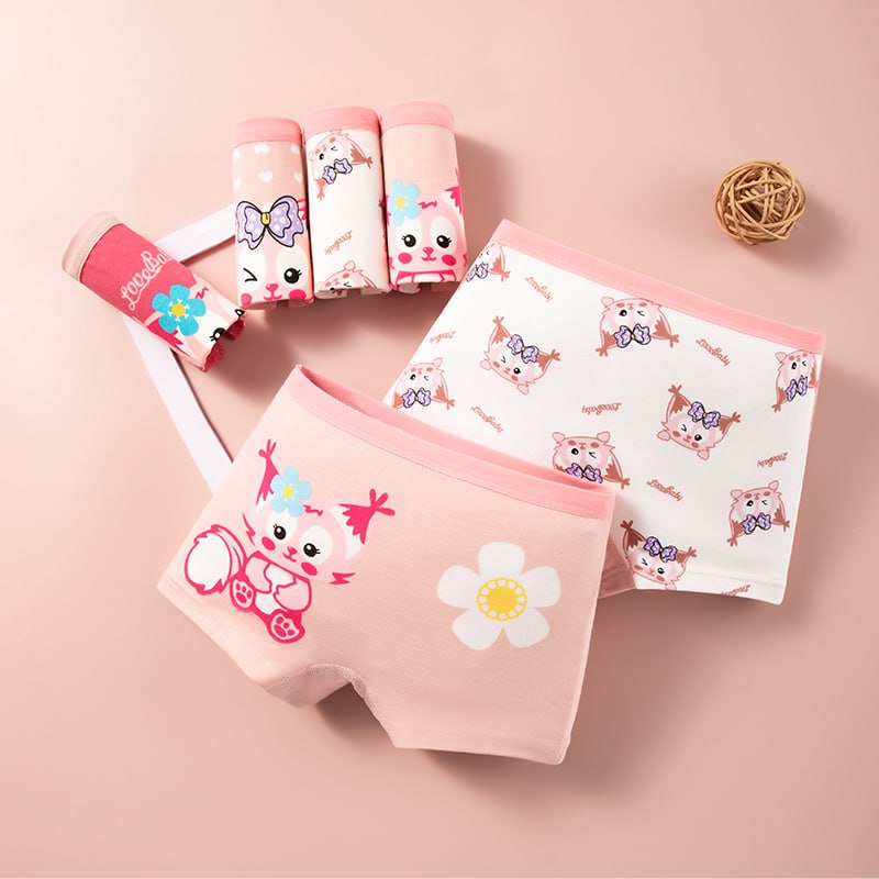 4 in 1 Pack Colorful Cotton Boxer Short Colorful Comfortable and Affordable for Girls 1-14 Years